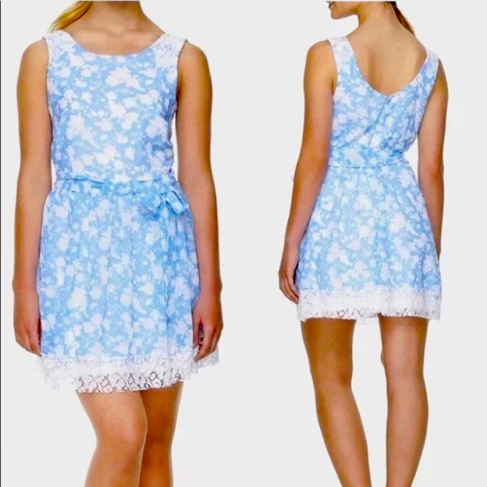 Alice In Wonderland Blue and White Mini Dress Size L